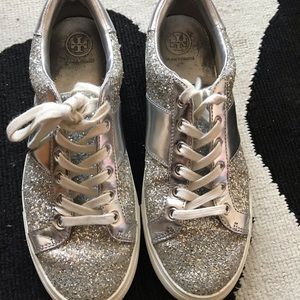 Tory Burch sparkle sneakers size 9.5m. Worn 5x